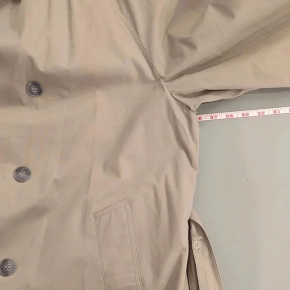 Towne London Fog Trench Coat Tan Long size 44R Removable Wool Liner - Picture 11 of 11
